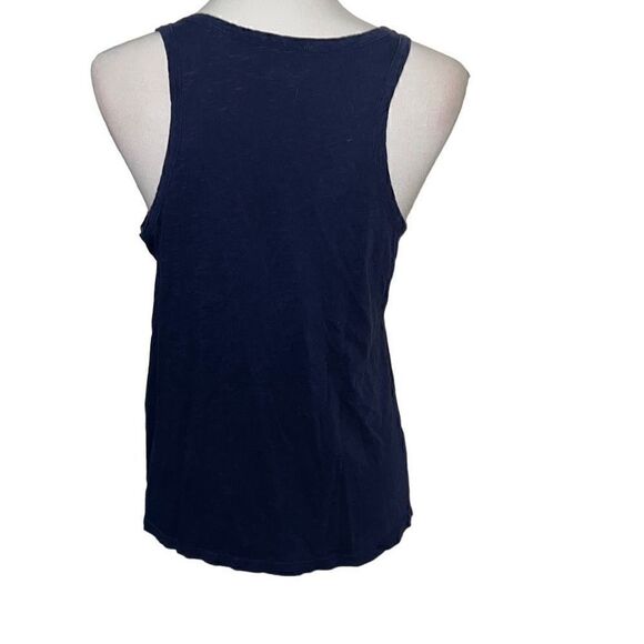 Lilly Pulitzer Hartley Tank Top Cotton Solid Navy Neutral Gold Buttons sz M - Picture 3 of 6